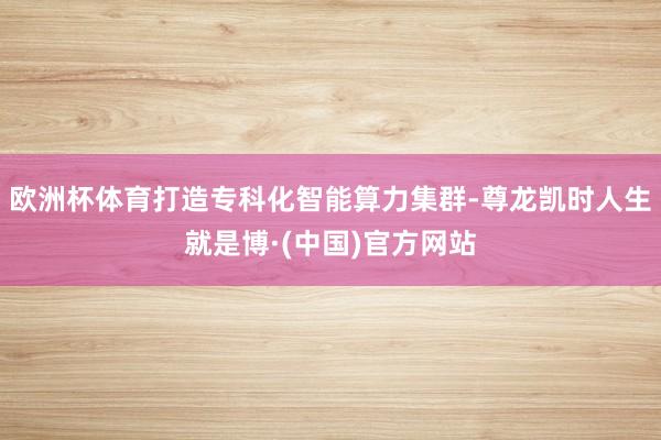欧洲杯体育打造专科化智能算力集群-尊龙凯时人生就是博·(中国)官方网站