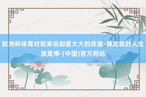 欧洲杯体育对我来说却是大大的欣喜-尊龙凯时人生就是博·(中国)官方网站