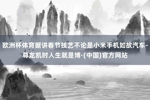 欧洲杯体育据讲春节技艺不论是小米手机如故汽车-尊龙凯时人生就是博·(中国)官方网站