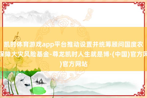 凯时体育游戏app平台推动设置并统筹顾问国度农业保障大灾风险基金-尊龙凯时人生就是博·(中国)官方网站