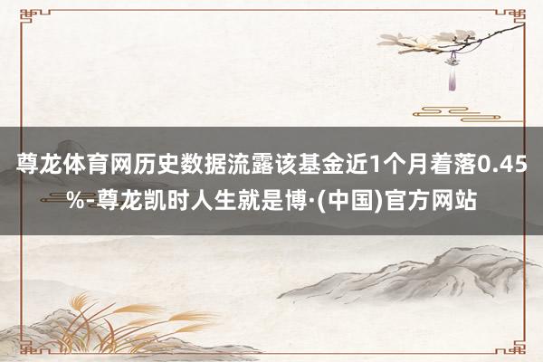 尊龙体育网历史数据流露该基金近1个月着落0.45%-尊龙凯时人生就是博·(中国)官方网站
