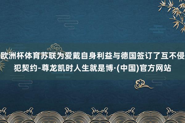 欧洲杯体育苏联为爱戴自身利益与德国签订了互不侵犯契约-尊龙凯时人生就是博·(中国)官方网站