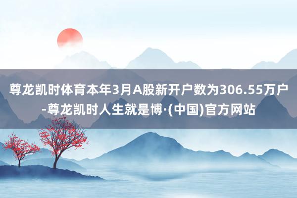 尊龙凯时体育本年3月A股新开户数为306.55万户-尊龙凯时人生就是博·(中国)官方网站