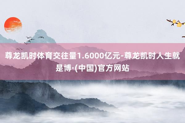 尊龙凯时体育交往量1.6000亿元-尊龙凯时人生就是博·(中国)官方网站