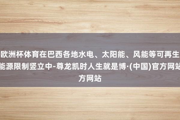 欧洲杯体育在巴西各地水电、太阳能、风能等可再生能源限制竖立中-尊龙凯时人生就是博·(中国)官方网站
