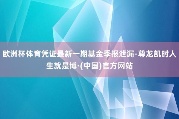 欧洲杯体育凭证最新一期基金季报泄漏-尊龙凯时人生就是博·(中国)官方网站