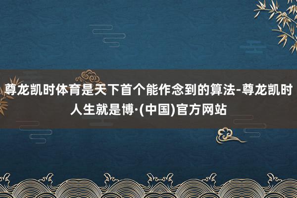 尊龙凯时体育是天下首个能作念到的算法-尊龙凯时人生就是博·(中国)官方网站