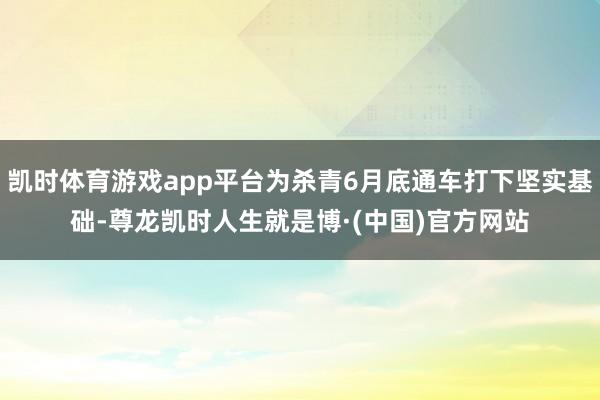凯时体育游戏app平台为杀青6月底通车打下坚实基础-尊龙凯时人生就是博·(中国)官方网站