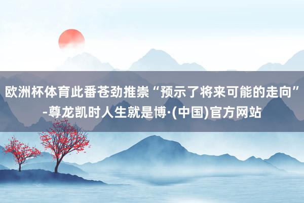 欧洲杯体育此番苍劲推崇“预示了将来可能的走向”-尊龙凯时人生就是博·(中国)官方网站